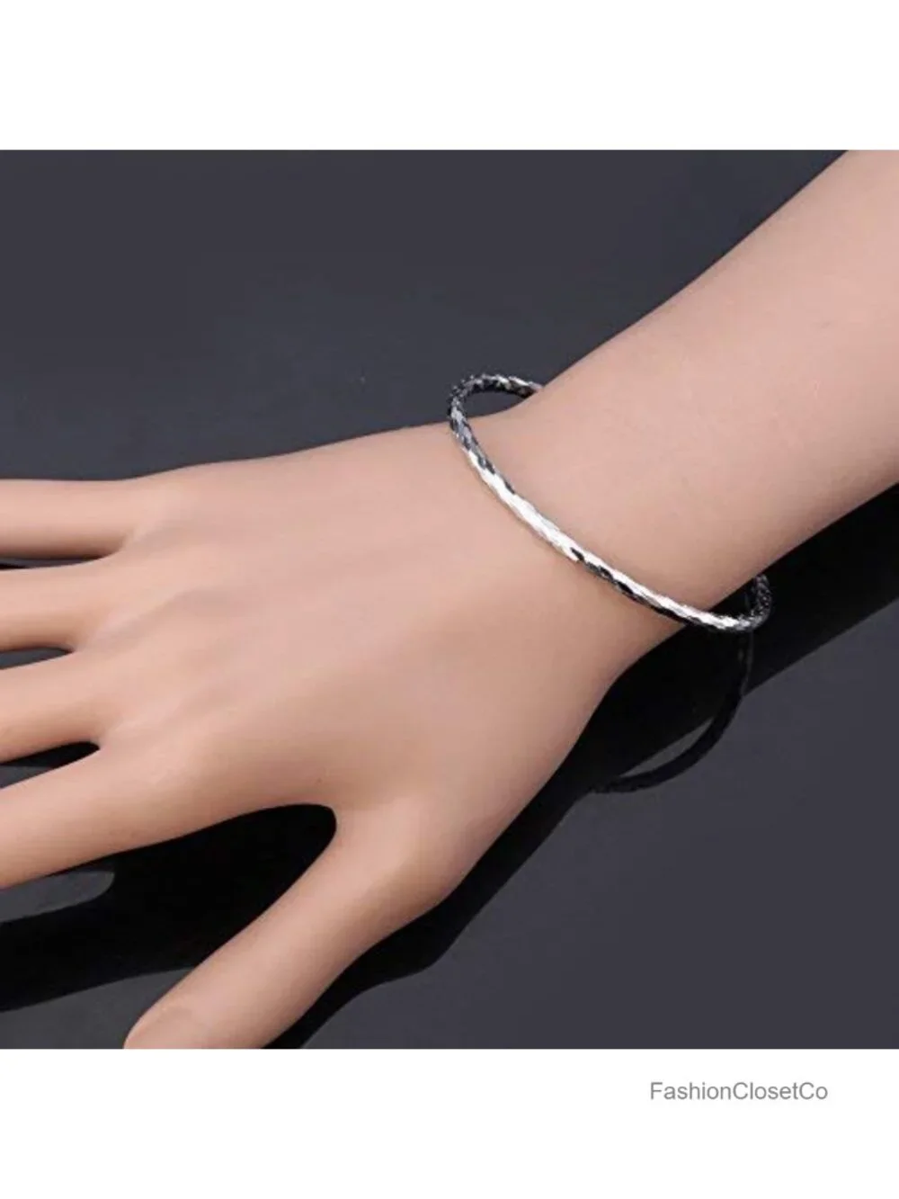 Platinum Plated Copper Cuff Bracelet Adjustable Open Bangle